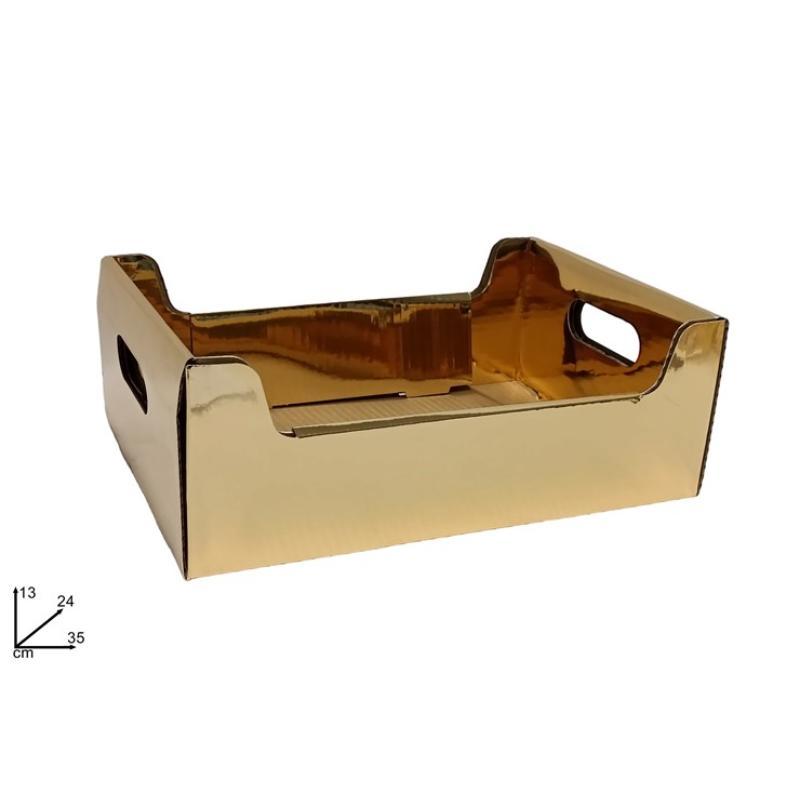 CAJA CARTON ORO METALIZADO 35X24X13 CM