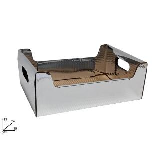 CAJA CARTON PLATA METALIZADO 35X24X13 CM