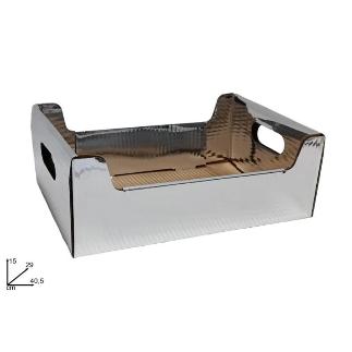 CAJA CARTON PLATA METALIZADA 40.5X29X15 CM