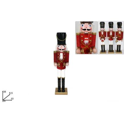 SOLDADO CASCANUECES 38 CM ROJO CON INSTRUMENTO MUSICAL 3 SURT