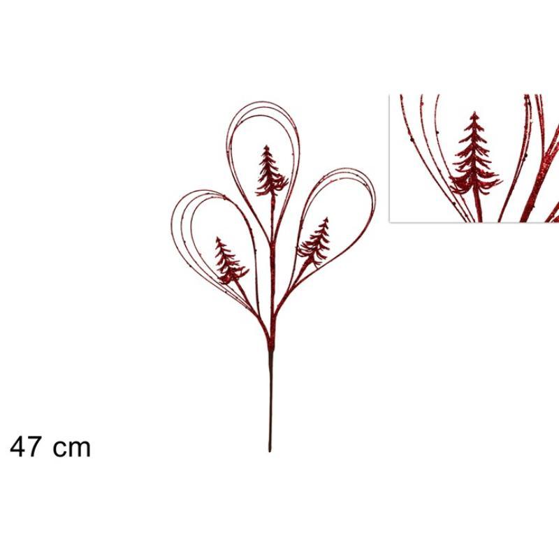 TALLO HILOS CON ARBOLES BRILLANTE 47 CM ROJO
