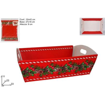 CAJA CARTON 33X23X9 CM NAVIDAD ROJA