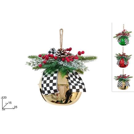 COLGANTE CAMPANA CON LAZO DECORACION AJEDREZ SURT DE 3
