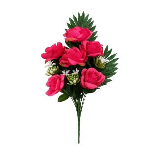 RAMO PALMA BIG ROSE X9 45 CM FUXIA