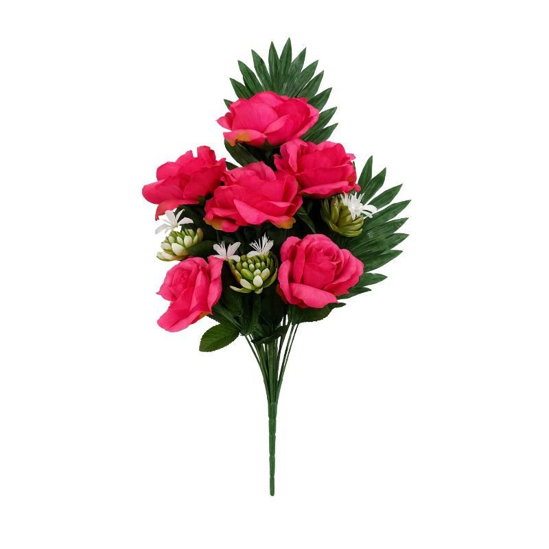 RAMO PALMA BIG ROSE X9 45 CM FUXIA
