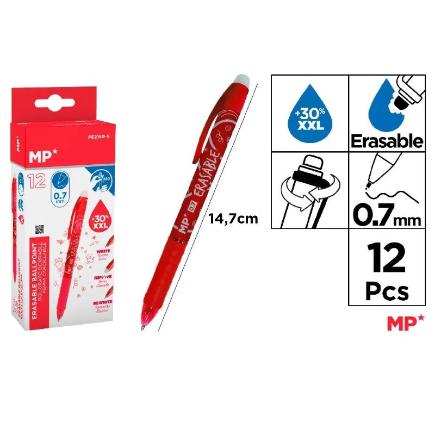 BOLIGRAFO BORRABLE ROJO 0.7 MM 12 UDS