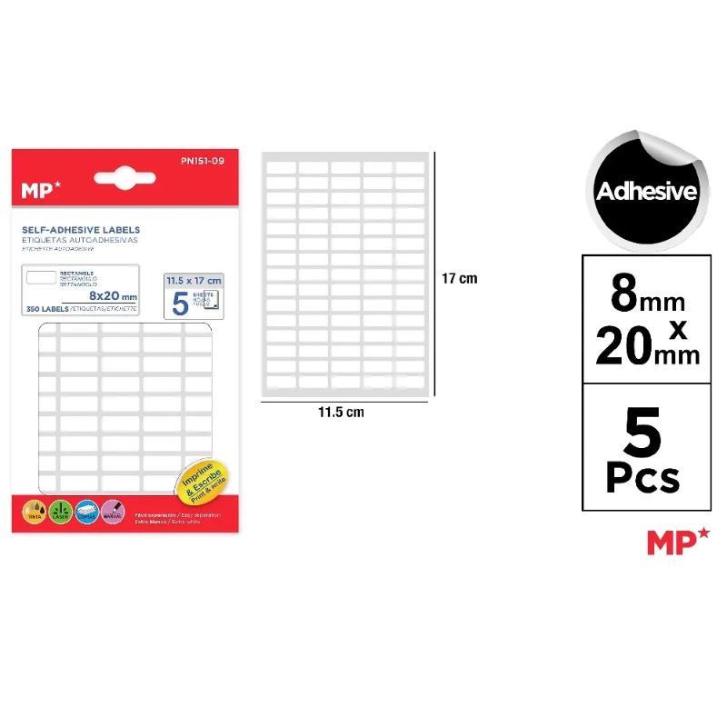 ETIQUETAS BLANCAS 8X20 MM 350 UDS