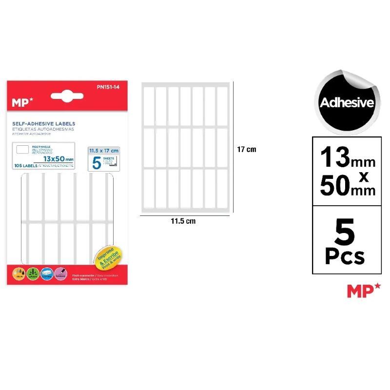 ETIQUETAS BLANCAS D= 12*50 MM 105 UDS