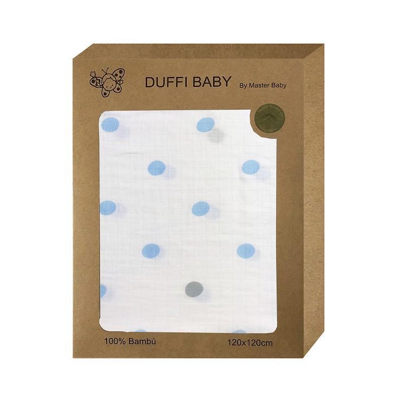 MUSELINA ESTAMPADA PUNTITOS 100% BAMBU (1 PZA) 120X120 CM AZUL