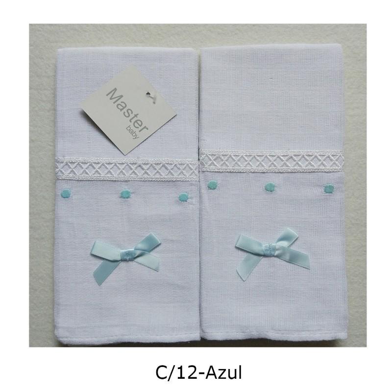 GASA BORDADA LENCERIA (2 PZAS) 45X45 CM AZUL