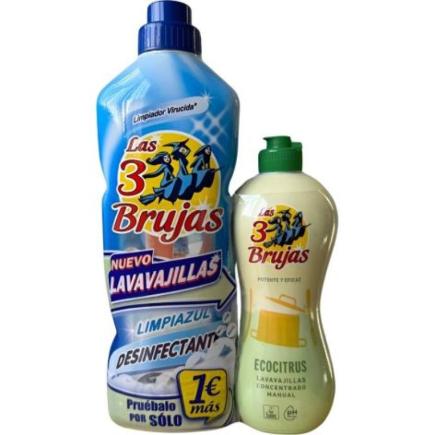 LAS 3 BRUJAS LIMPIAZUL DESINF BACT 1L+LAVAVJ 500 ML