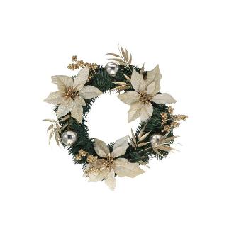 CORONA NAVIDAD FLORES PASCUA DORADAS
