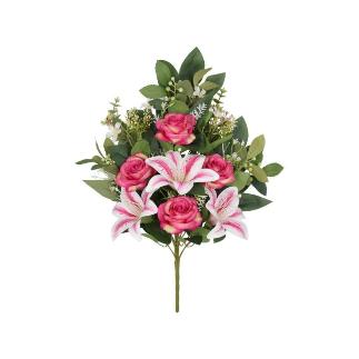 CONJUNTO ROSA-AZUCENA X12-56 CM FUCSIA