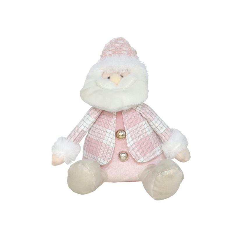 MUÑECO SENTADO 17X12X23 CM ROSA/BLANC