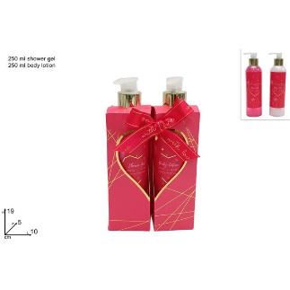 CAJA DE REGALO SET DE BAÑO 2 PIEZAS ROJAS
