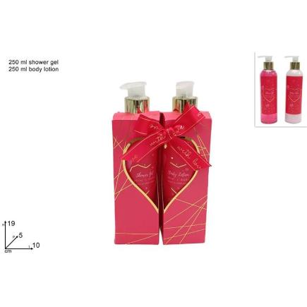 CAJA DE REGALO SET DE BAÑO 2 PIEZAS ROJAS