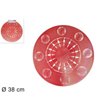 MANTEL REDONDO 38 CM FANTASIA ROJO
