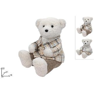 OSO SENTADO 22 CM CON VESTIDO DE TELA SURT