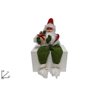 PAPA NOEL SENTADO 58 CM CON VESTIDO ROJO/VERDE