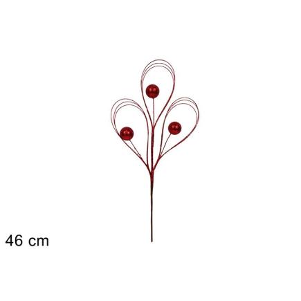 TALLO HILOS CON BOLAS BRILLANTES 46 CM ROJO