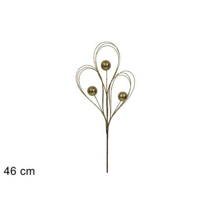 TALLO HILOS CON BOLAS BRILLANTES 46 CM DORADO