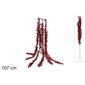 TALLO COLGANTE RAMAS BRILLANTES 107 CM ROJO
