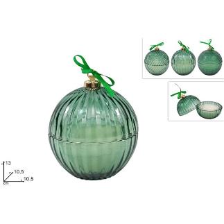 BOLA CRISTAL 10.5 CM DIAM VERDE C/VELA PERFUMADA