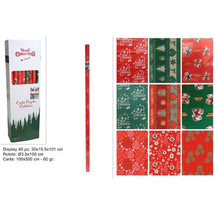 ROLLO PAPEL REGALO NAVIDEÑO 60GR 100X500CM ASS