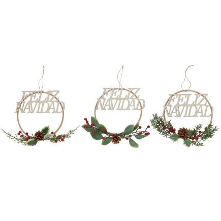CORONA COLGANTE FELIZ NAVIDAD N1 35 CM