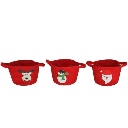 CESTO C/ASAS XMAS ROJO 22X30X15 CM 3 STD