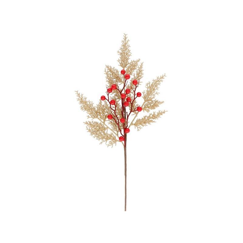 VARA BAYAS ROJAS Y PINO DORADO 50 CM