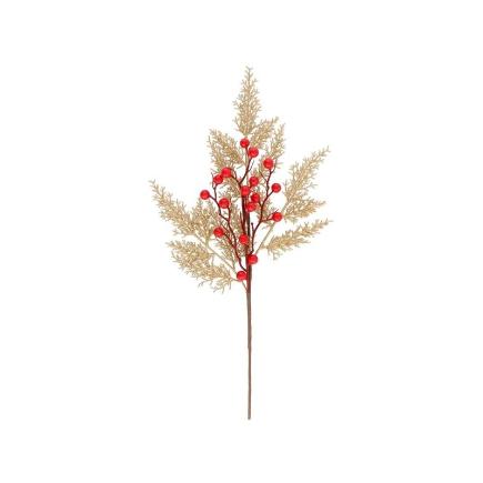 VARA BAYAS ROJAS Y PINO DORADO 50 CM