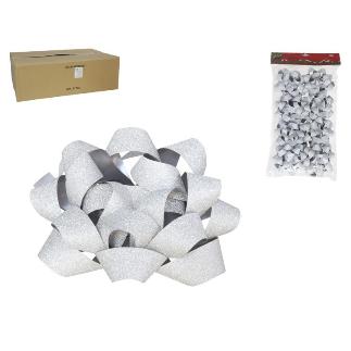 LAZO REGALO X8 PLATA 12 CM CON PEGATINA