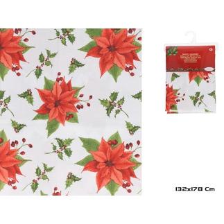 MANTEL C/POINSETTIAS ROJAS 132X178 CM