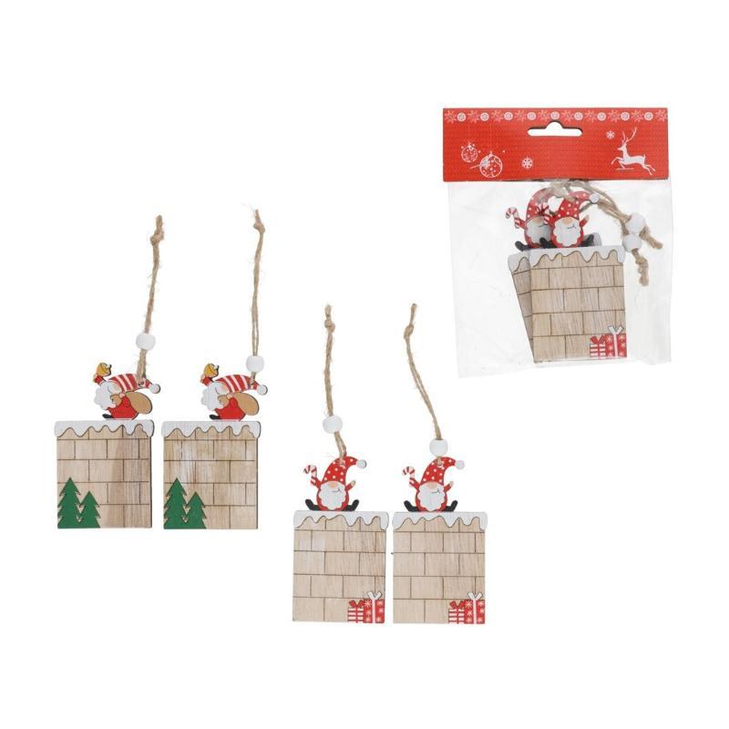 S/2 COLGANTE SANTA CLAUS LORINET 8.5X9 CM 2 SURT