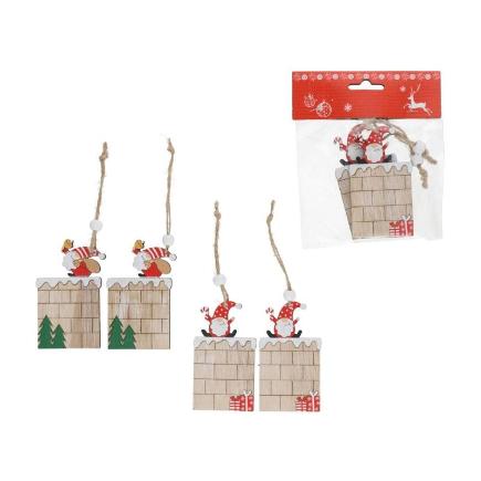 S/2 COLGANTE SANTA CLAUS LORINET 8.5X9 CM 2 SURT
