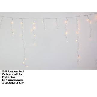 CORTINA EXT 96 LEDS CALIDA 8 FUNC 300X120
