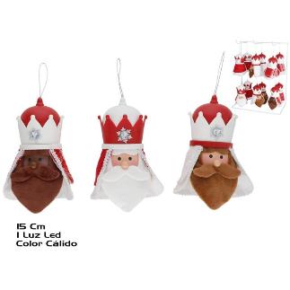 CABEZA REYES MAGOS ROJO LED COLGANTE 3 SRT