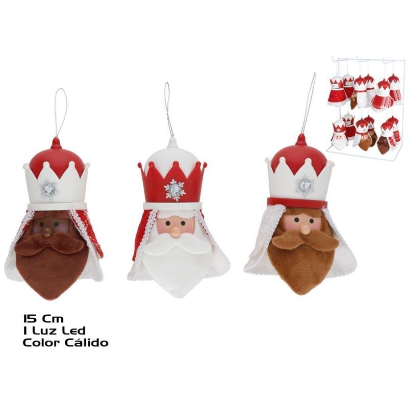 CABEZA REYES MAGOS ROJO LED COLGANTE 3 SRT