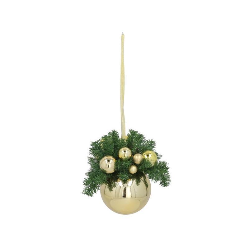 BOLA DE METAL PVC DORADO 150 MM DECORADA