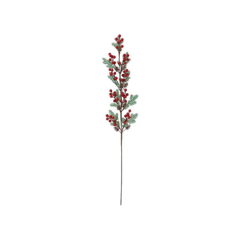 RAMA PINO C/BAYAS POTES ROJA 90 CM