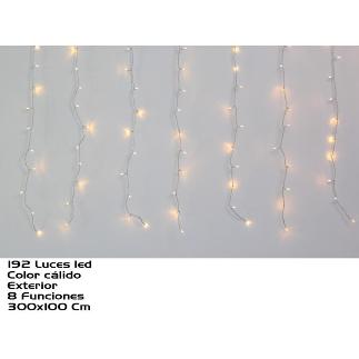 CORTINA EXT 192 LEDS CALIDA 8 FUNC 300 CM