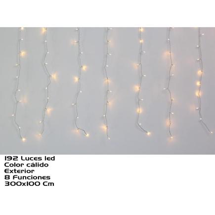 CORTINA EXT 192 LEDS CALIDA 8 FUNC 300 CM