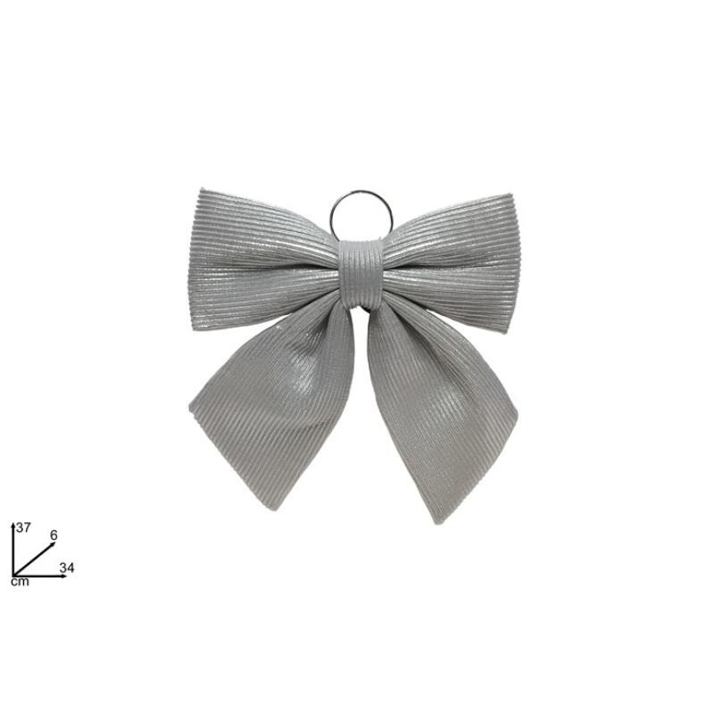 LAZO 34 CM TELA RAYAS PLATA