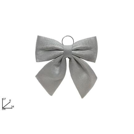 LAZO 34 CM TELA RAYAS PLATA