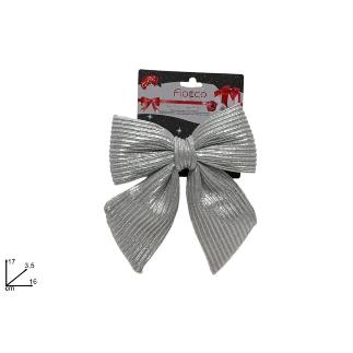 LAZO 16 CM TELA RAYAS PLATA