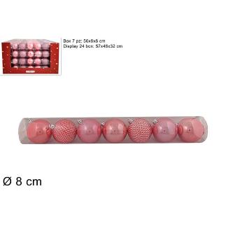 BOLAS 7PZ 8CM. TUBO ROSA