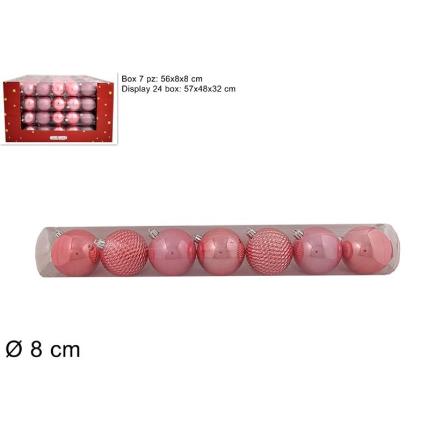 BOLAS 7PZ 8CM. TUBO ROSA