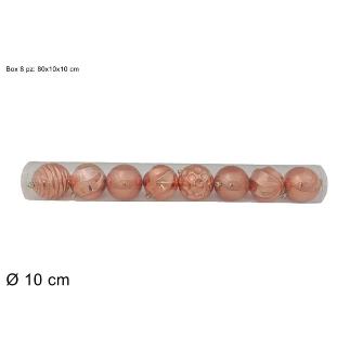 BOLAS 8 PZ 10 CM BRILLANTE/OPACO/GLITTER/RELIEVE 4 COL