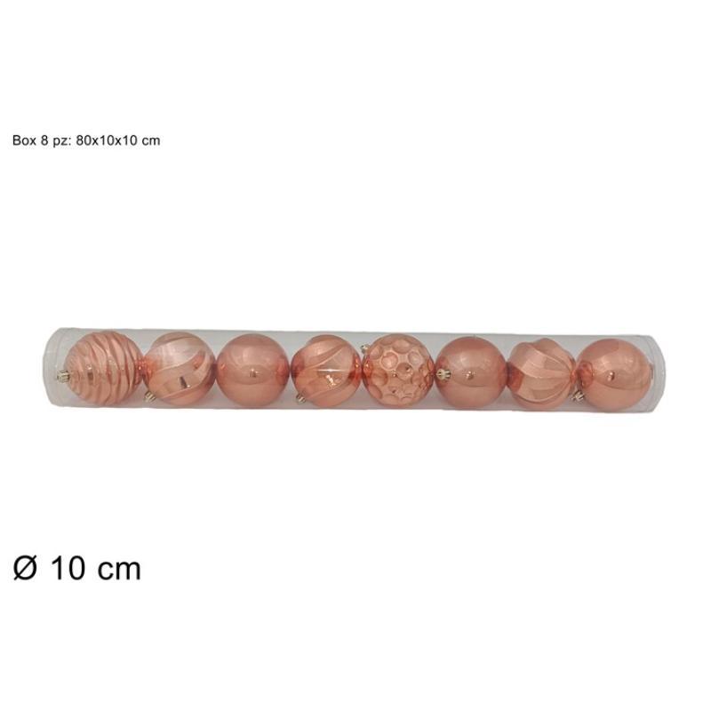 BOLAS 8 PZ 10 CM BRILLANTE/OPACO/GLITTER/RELIEVE 4 COL